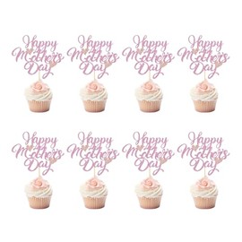 24 adornos para cupcakes para el día de la madre, decoración de pastel rosa para el día de la madre, tema del día de la mujer, suministros de decoración de pasteles para fiesta de cumpleaños