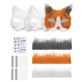 XIPEGPA Cat Mask Therian Masks to Painted Blank Animal Face Mask for Costume Prop DIY Painting Cosplay Parties (Style 1, 15)