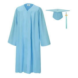 SAMDEEMI Unisex Adult Matte Graduation Gown Cap Tassel Set 2025 for High School and Bachelor, sky 54"