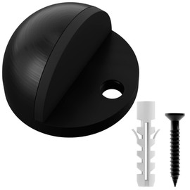 Stainless Steel Rubber Floor Mounted Hemisphere Door Stopper NYCO Architectural Hardware-Heavy Duty Door Bumper for Wall Protection- Modern Universal Door Slam Stopper-1.7”x 0.9" (Black Finish)