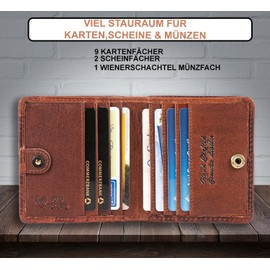 MATADOR Women's Small Leather Vienna Mini Women's Wallet with Elegant Gift Box, Elegant Wallet Men's Small with RFID Blocker, Luxury Small Wallet Men with Many Compartments, Brown Flowers, S