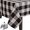 Asham Rectangular Tablecloth 60 X 104, Buffalo Check Plaid, Cream & Black, Fits 6-8 Seat Tables, 70% Cotton, 30% Polyester, Woven, Machine Washable