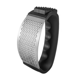 Alnicov Garlic Press Rocker Garlic Press 304 Stainless Steel 2-in-1 Garlic Peeler Ergonomic Handle Black Pack of 2