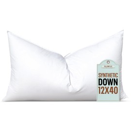 Pillowflex Synthetic Down Pillow Insert - 12x40 Down Alternative Pillow, Ultra Soft, Large Rectangle Body Sleeping Pillow, Lumbar, Long, Back - 1 Decorative Pillow Form