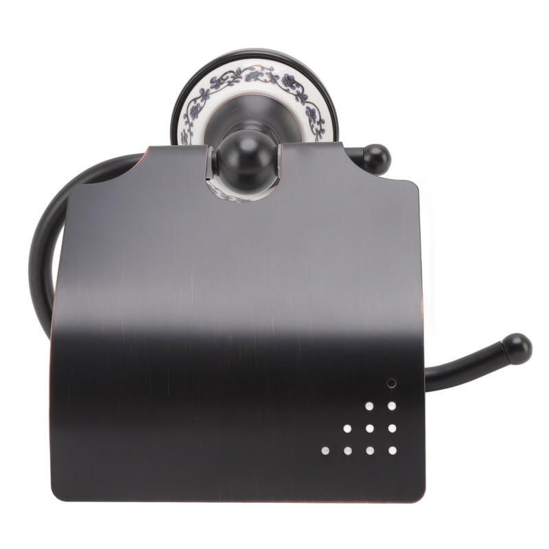 Paper Towel Dispenser Dark Bronze Blue and White Porcelain Wall