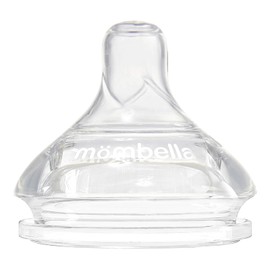 Mombella Replacement Nipple, Slow Flow for Newborn 0-1 Month, Only Fits Mombella Classic Glass Feeding Bottle, Food-Grade Soft Silicone Breastfeeding-Like Nipple, Baby Bottle-Feeding Supplies