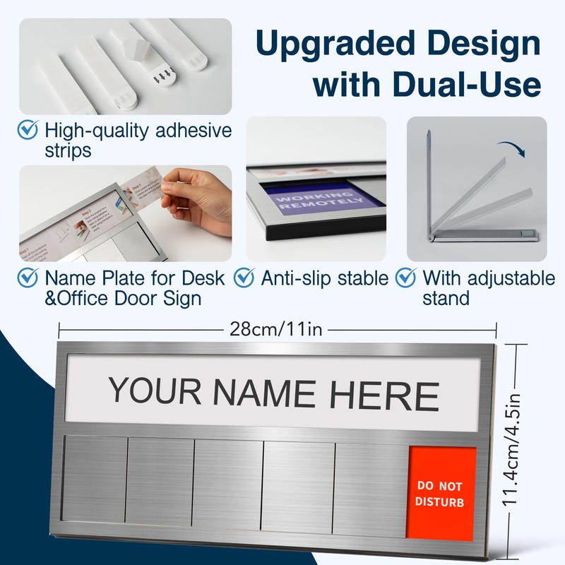 Name Plate for Desk& Office Door Sign no icon, Black