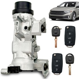 Ignition Switch Lock Cylinder Assembly with Intelligent Key Shell Compatible with VW Golf 2004-2011, Jetta 2006-2018, Eos 2007-2011, Rabbit 2006-2009, Replace 1K0905851 1K0905851B