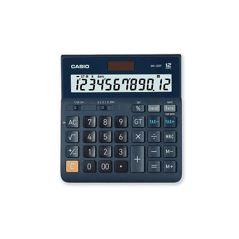 Casio Tischrechner DH-12ET 12-stellig Steuerberechnung Gesamtsummen-Speicher Solar-/Batteriebetrieb