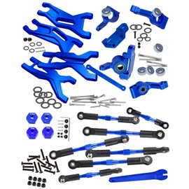 RCMYou Upgrades Part for 1/10 Slash 2WD,Alloy Front Rear Suspension Arm,Caster Block,Steering Blocks,Rear Stub Axle Carriers,Turnbuckles Camber Links,Navy Blue