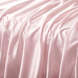 Counfeisly Satin Queen Flat Sheet, Luxury and Silky Soft Bed Top Sheet Only, Blush Pink