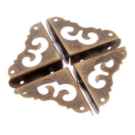 dophee 4Pcs Iron Antique Bronze Vintage Decorative Corner Protector Guards Edge Cover for Chest Case Box-1.22" x 1.22" x 0.43"