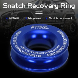 PTNHZ Winch Snatch Recovery Ring 55000LBS Minimum Break Strength Rope Retention Pulley Winch Light Weight Blocks Towing for ATV UTV SXS SUV Truck (Blue)