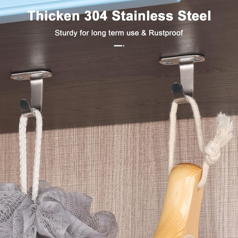 NearMoon Stainless Steel Screw Mounted Ceiling Hooks, Under-Shelf Towel/Robe Clothes