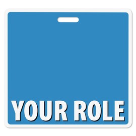 Custom Blue Badge Buddy (Horizontal) - Double Sided Full Color Backer Card with Border- Durable and Water Resistant Great for Security, Trade Show, Visitor, Work Badge