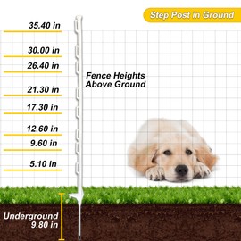 20 Pack 48inch Step-in Electric Fence Posts – Temporary Plastic Fence Stakes for Garden and Farm Protection, Easy to Install and Move.（White）