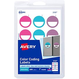 Avery Removable Color-Coding Labels, 1" Diameter, Pack of 600 (5107)