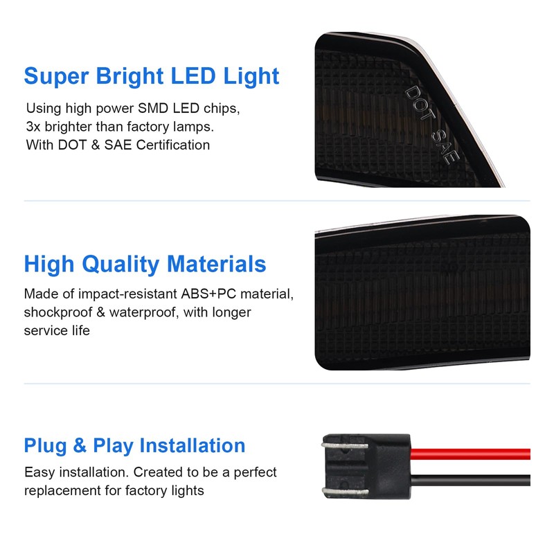 SHINEFIT LED Side Marker Light Replacement for 2015-2019 ATS /