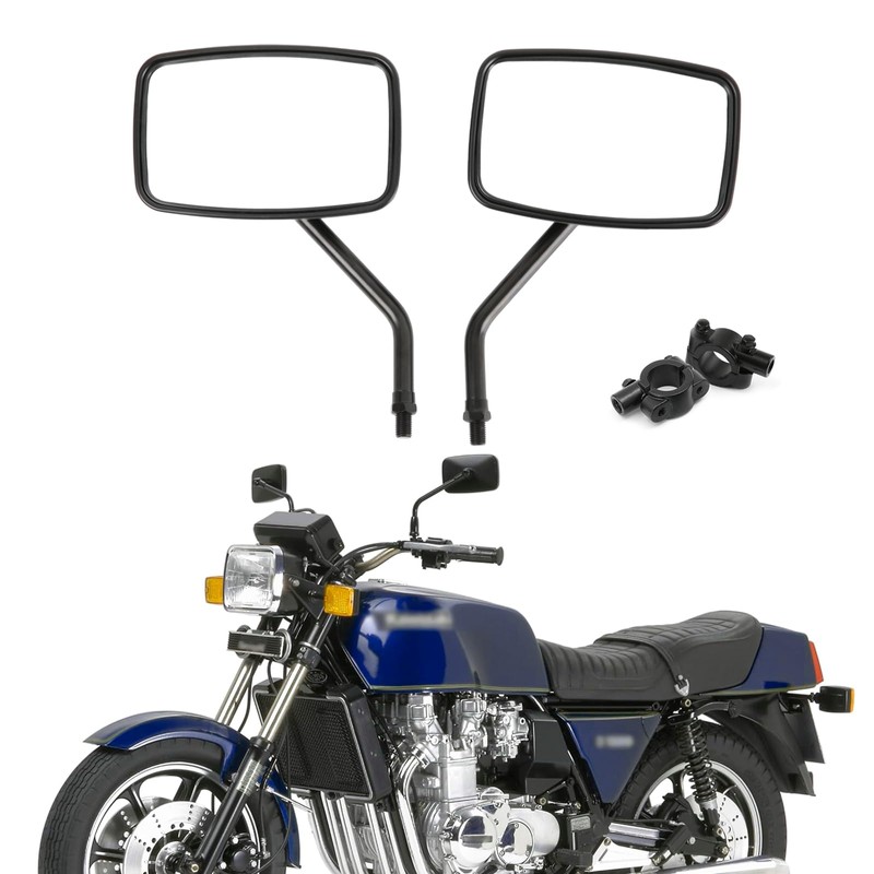 DREAMIZER Black 10mm Motorcycle Mirrors Universal Convex Rear View Side