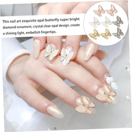 TOVINANNA 1Set Butterfly Zircon Nail Charms Opal Nail Decoration for DIY Manicure Nail Art Decals Colors for Special Events Home
