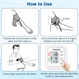 Blood Pressure Monitor for Home Use, Blood Pressure Machine with Voice Broadcast and Large Cuff Home BP Machine White