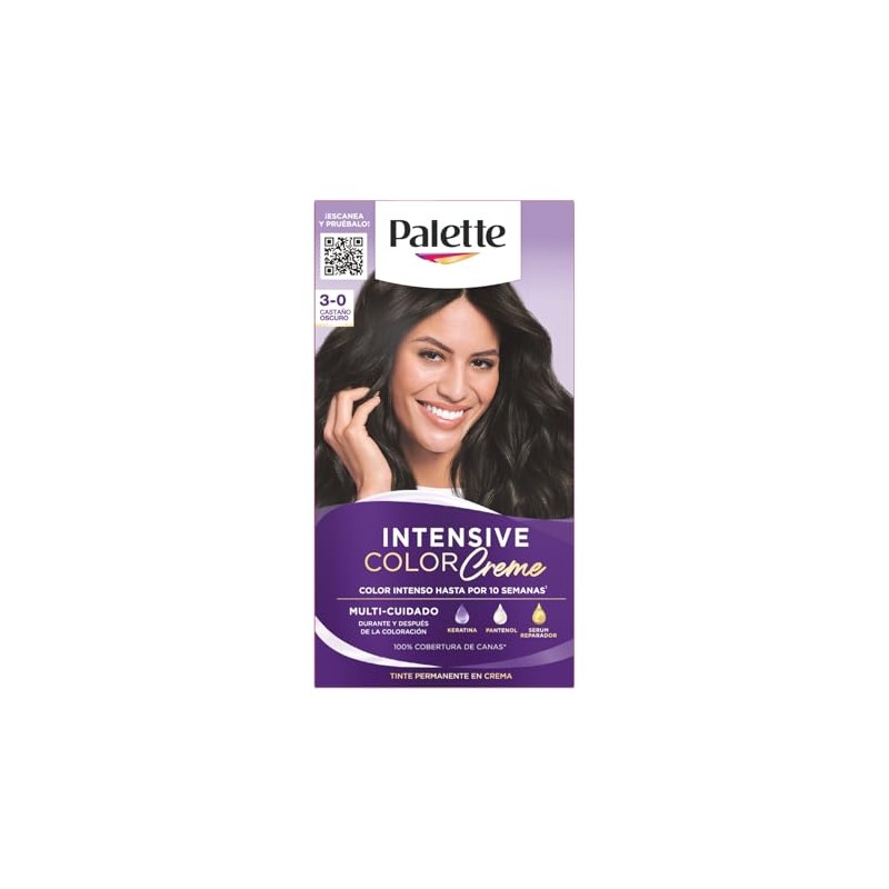 Palette Tinte para cabello color creme, castano oscuro 3-0