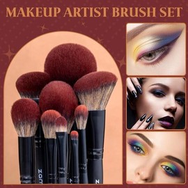 ZAEL 29PCS 프리미니엄 메이크업 브러시 세트 브리스 블랙 홀더 파운데이션용 소프트 ZAEL 29PCS Premium Makeup Brush Set Brisk Black Holder Soft for Foundation [26Pcs Matte Black+Color Box]