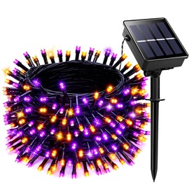 TGEXYI 32m Luces Halloween Exterior，200 LED Luces Solares Naranjas y Moradas con 8 Modos，Halloween Decoracion de al Aire Libre Impermeables，conectables para el hogar, fiesta, decoración de Halloween
