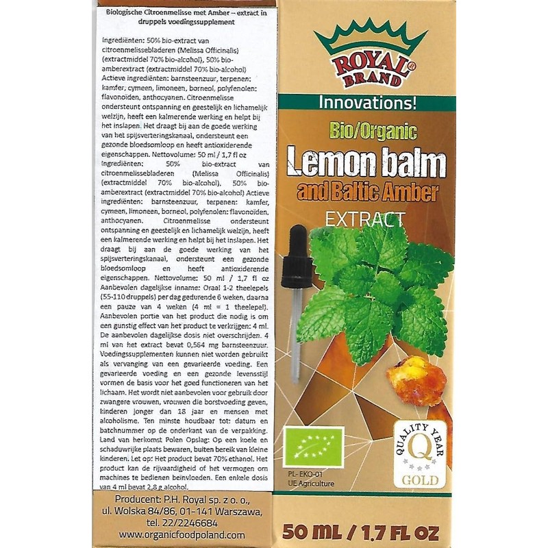 Lemon Balm + Amber Extract/Organic Lemon Balm + Organic Baltic