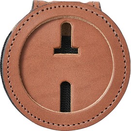 Perfect Fit US Marshall Service Belt Clip Badge Holder with Chain 2 1/4 inch Circle Round Cutout Law Enforcement Badge Holder (Cutout 281) Tan Leather