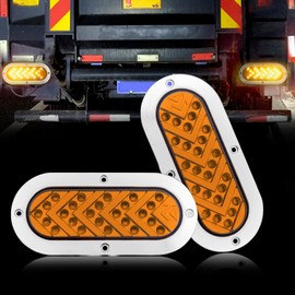 X-STYLE Truck Tail Lamp, 12 V, 24 V, 25 Rungs, LED DRL, Sequential Brake Lamp, Trailer, Large Car, Universal Stop, Tail Light, Warning Light, Set of 2 (Yellow)