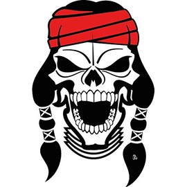 Skull Apache Car Bumper Sticker Decal 3" x 5"