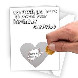 Make Your Own Scratch Card, Surprise Card, Scratch to Reveal Card, Birthday Wish Greeting Grey Scratch Heart Card (Z06)