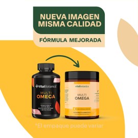 VitalBotanics Multi Omega con Omega 3, 6 y 9 Aceite de linaza, Olivo y Aceite de Pescado Con 120 capsulas (4 meses). VitalBotanics. Suplementos Alimenticios. Multivitaminico.