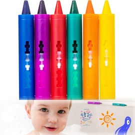 MLRUQRX Pack of 6 Bath Toys Bath Crayons Bath Pens for Children Bathtub Pencils for Ceramic Surfaces Bath Toy Bath Pens for Children Easy to Clean