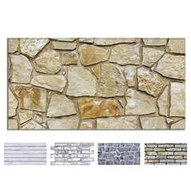 COMSTICKC 3D Faux Stone Wall Panels Peel and Stick, 12 Pcs 22.8" x 11.8", DIY UrltraLight PVC Fake Stone Textured Self Adhesive Wall Panels for Kitchen, Living Room Background, Covers 22.48 sq.ft