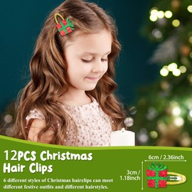 MELLIEX 12pcs Christmas Hair Clips, Lovely Baby Xmas Hair Snap, Christmas Elements Hair Accessories for Kids Girls Adults