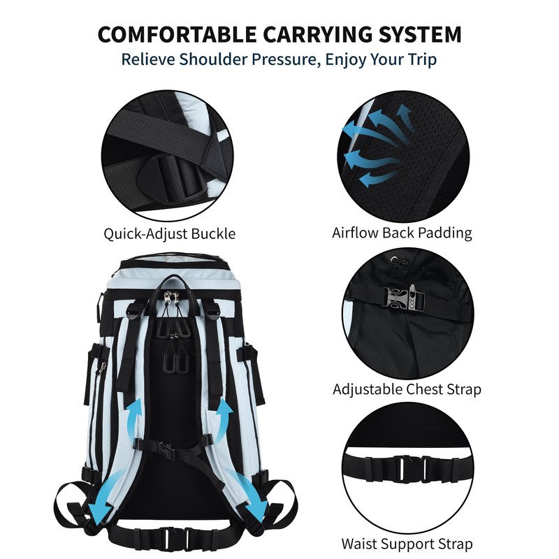 Heliar 55L-70L Expandable Ski Boot Bag – Waterproof, Durable Backpack