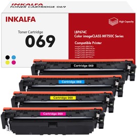 inkalfa 069 069H Toner Cartridge Set MF753Cdw 4 Pack Compatible Replacement for Canon 069 069H for Canon Color ImageCLASS MF753Cdw MF751Cdw LBP674Cdw Printer Ink |Black Cyan Magenta Yellow|