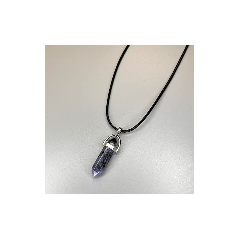 VIE VIE Double Point Pencil Pendant, Black String (Sodalite)