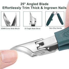 3-Piece Set Eagle Beak Nail Clipper, Eagle Beak Nail Clippers Set, Splash Guard Nail Clippers, Wide Neck Splash-proof Curved Nail Clippers with Bevelled for Ingrown People, Thick Nails