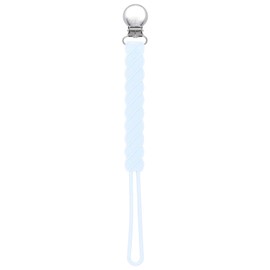 Three Little Tots All Silicone Modern, Short and Safety Tested Pacifier Clip (Baby Blue, Twist)