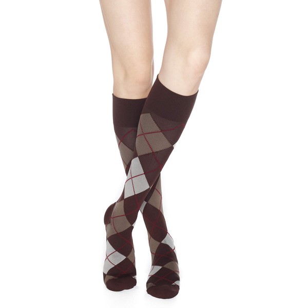 Rejuva 20-30 mmHg Graduated Compression Socks, Argyle Pattern, Men/Women