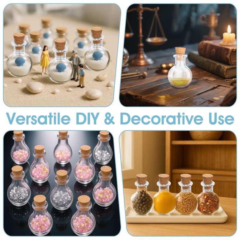 Pafeooui 120 Pcs 2ml Mini Glass Bottles with Cork Stoppers