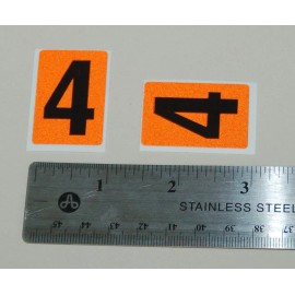 Unbranded/Generic 1" X 1.5" REFLECTIVE DECAL "4" BLACK ON ORANGE 25/PK - 10086326S
