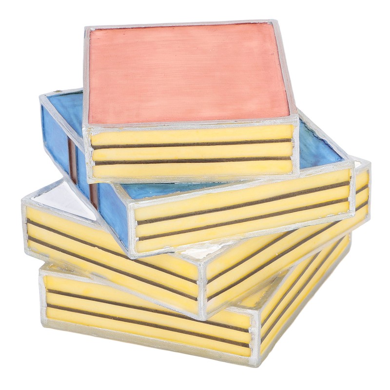 Stained Book Lamp Vintage Style Soft Lighting Stacked Books Table