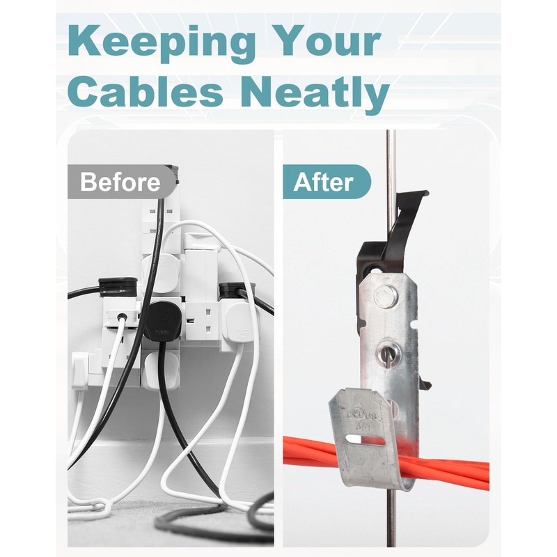 AOKLIT 50 Pcs Metal J Hooks Cable Support 3/4 Inch