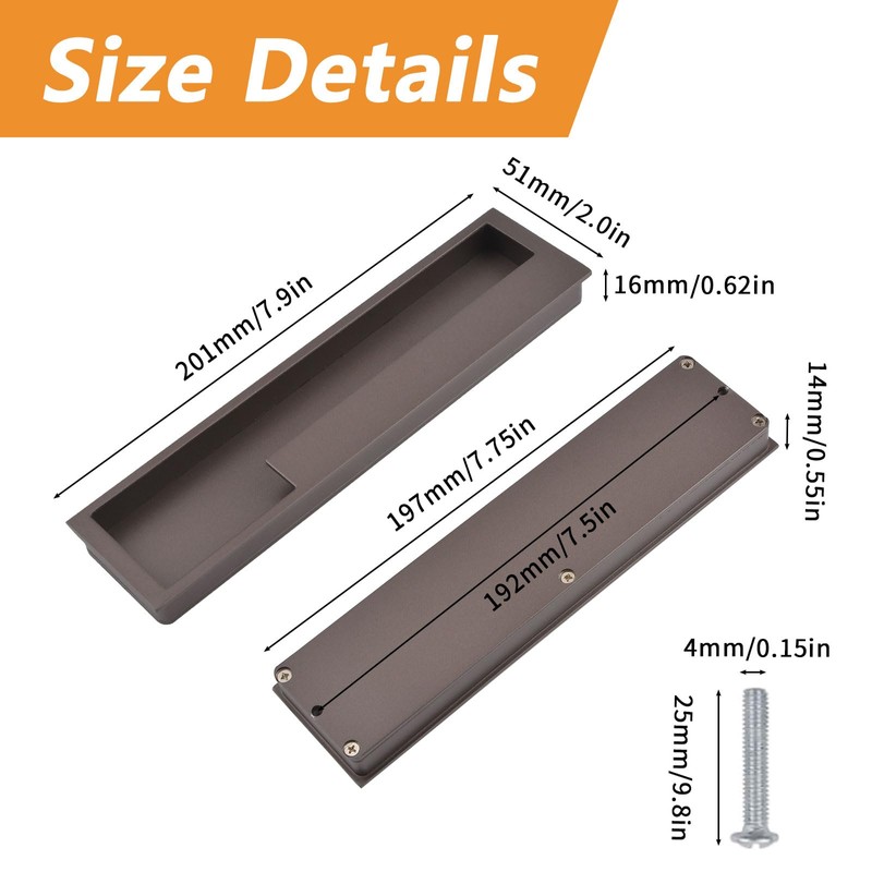 MOROBOR Zinc Alloy Flush Pull Handles, 2pcs Embedded Sliding Door