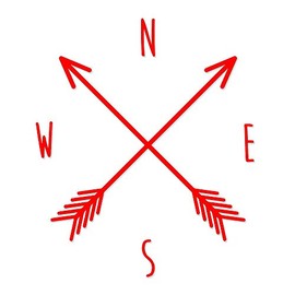 Overly Attached Decals North South East West Arrows Vinyl Decal for Car Truck Glass Window Laptop Electronics - 6" Red