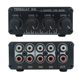 TENEALAY 4-Channel RCA Audio mixer Stereo line levels control Box mini passive mixer R41